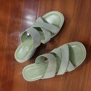 Franco Sarto green suede sandals